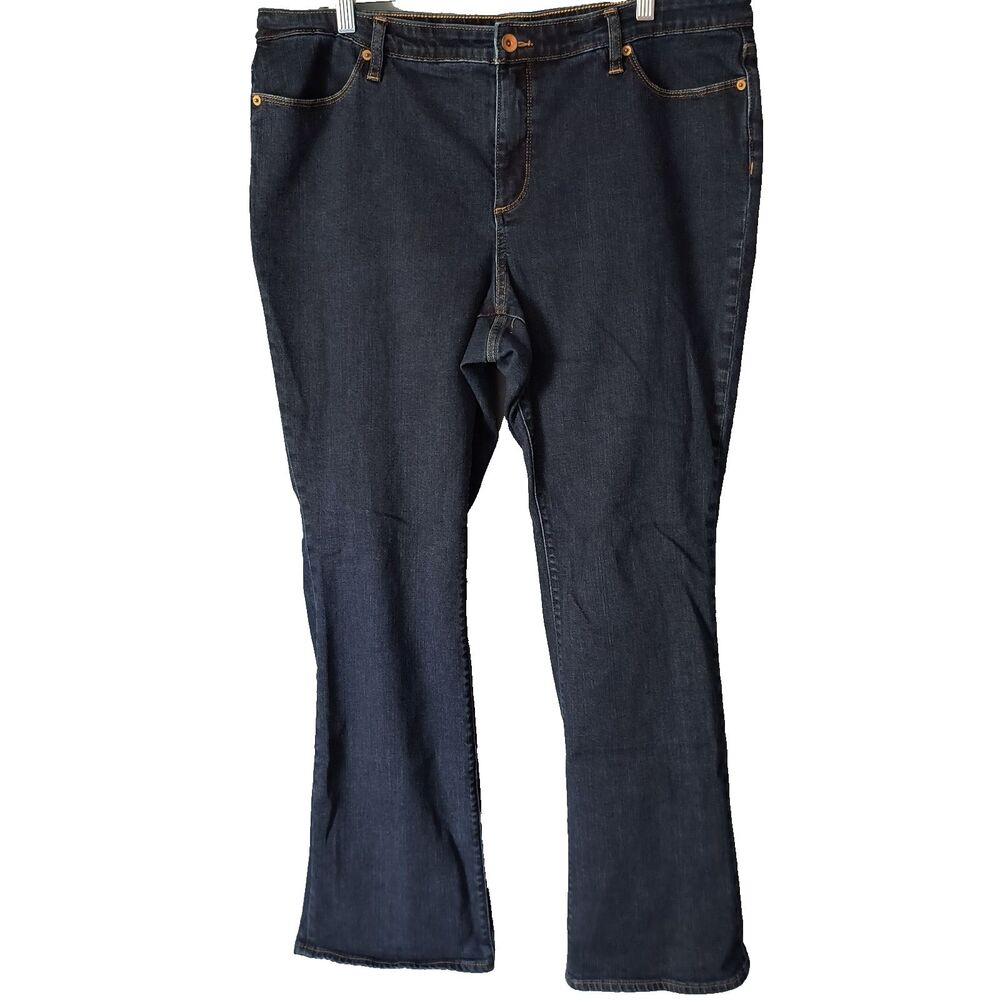 Lands' End Jeans Womens 18W Blue Boot Cut Dark Wash Stretch Denim Hiking Fall